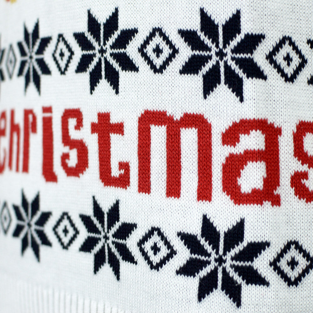 Pull de Noël pour Enfants Père Noël et Rudolph le Renne Bleu Coton Bio
