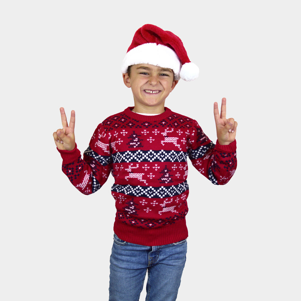 Pull de Noël Enfants Rouge Canada