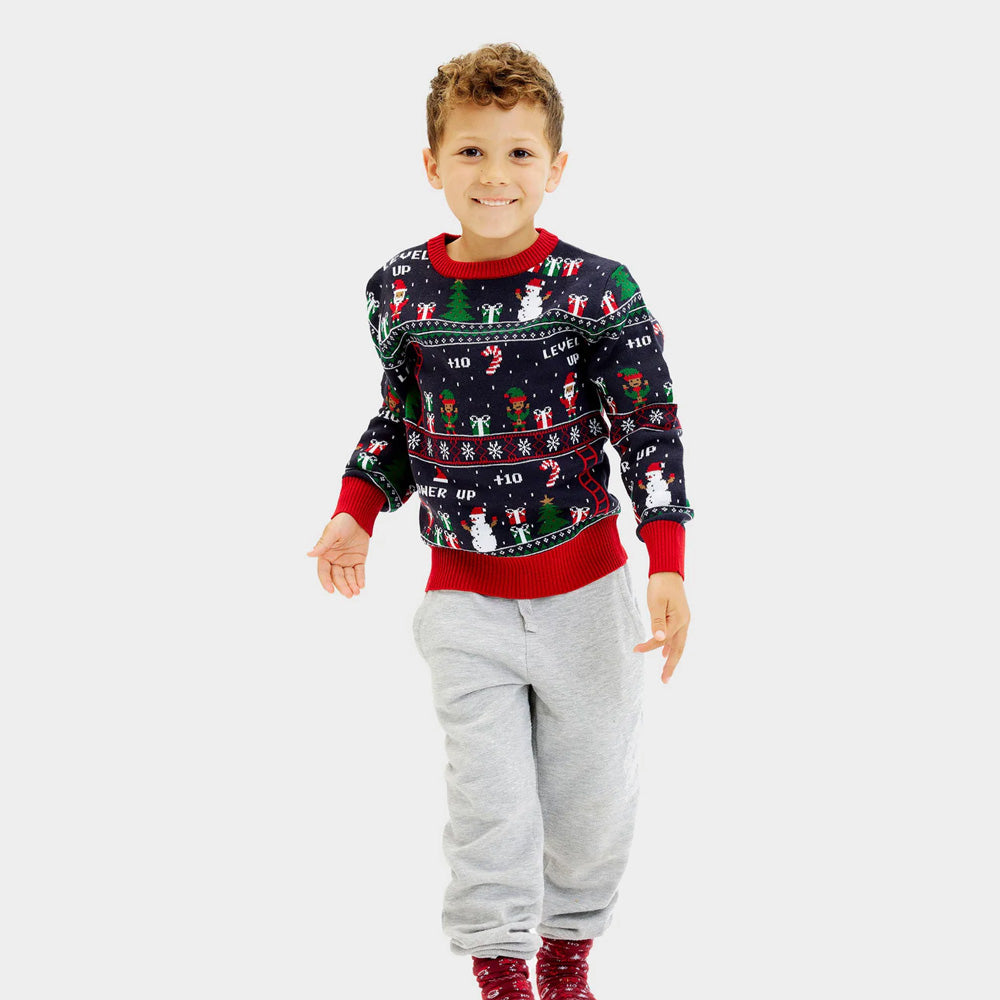 Pull de Noël pour Famille Enfant Jeux Vidéo Rétro

