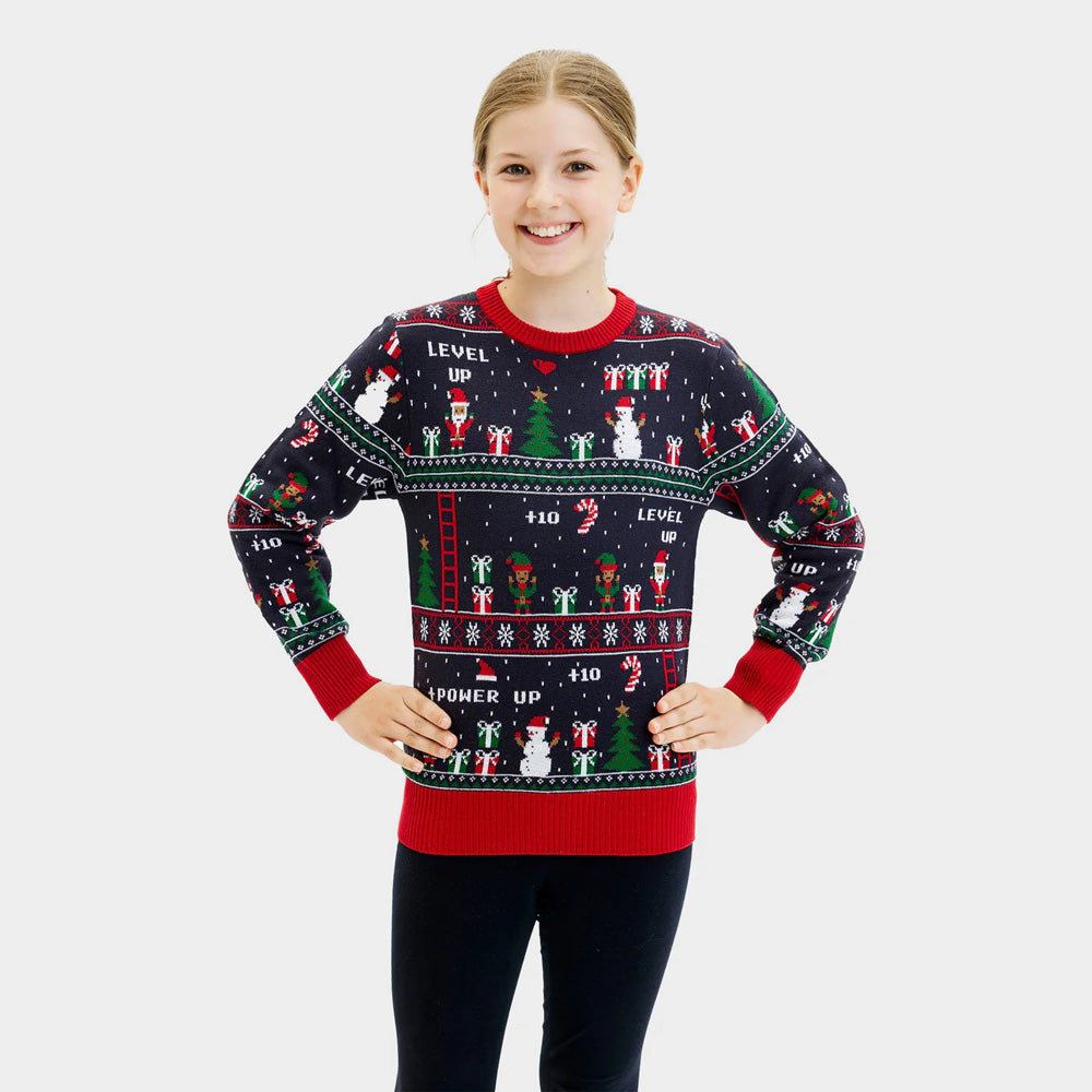 Pull de Noël pour Famille Jeux Vidéo Rétro Enfant
