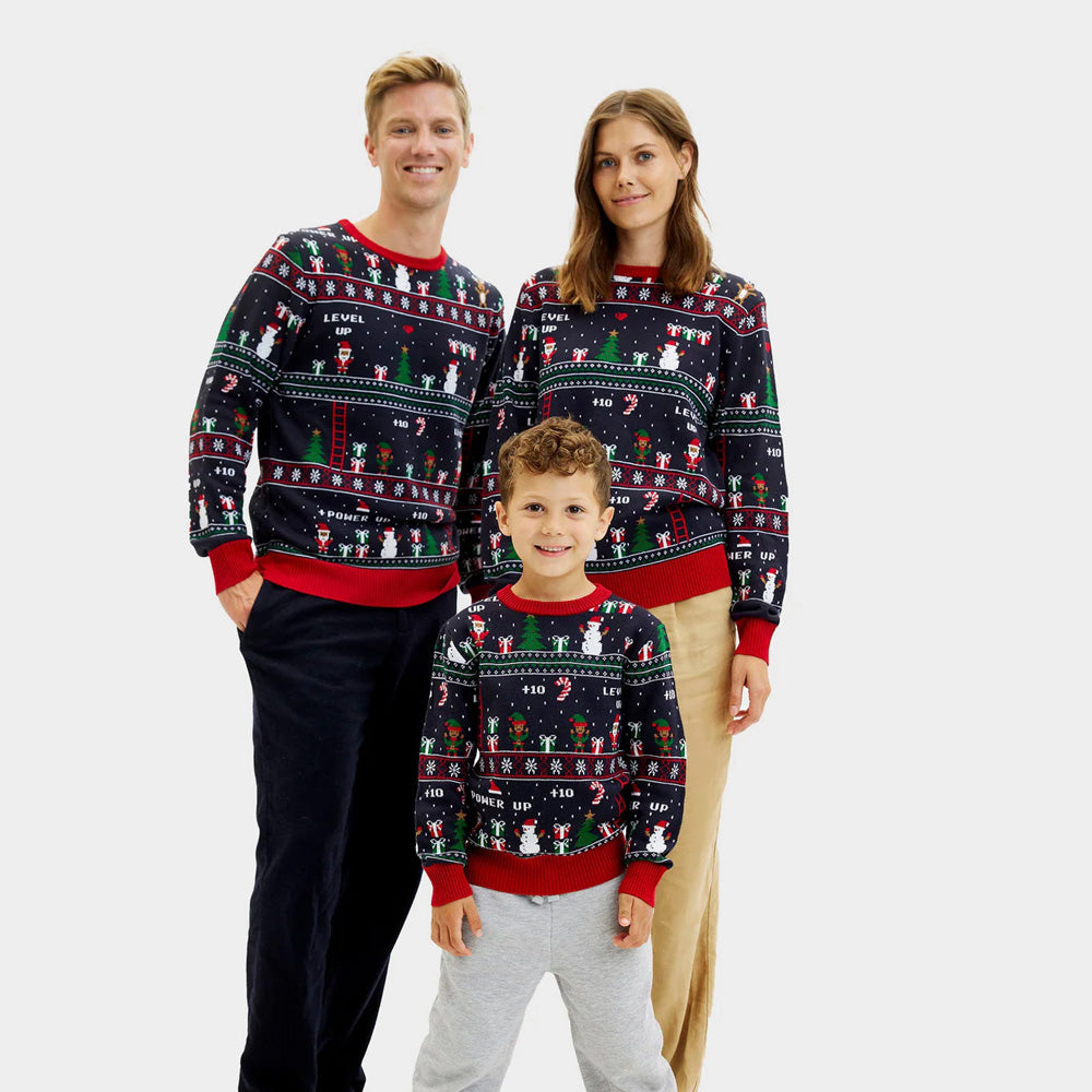 Pull de Noël pour Famille Jeux Vidéo Rétro
