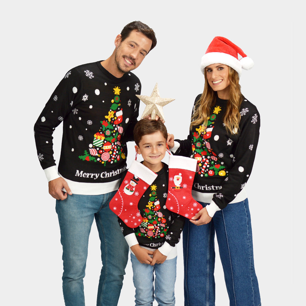 Pull de Noël pour Famille Noire avec Sapin de Noël

