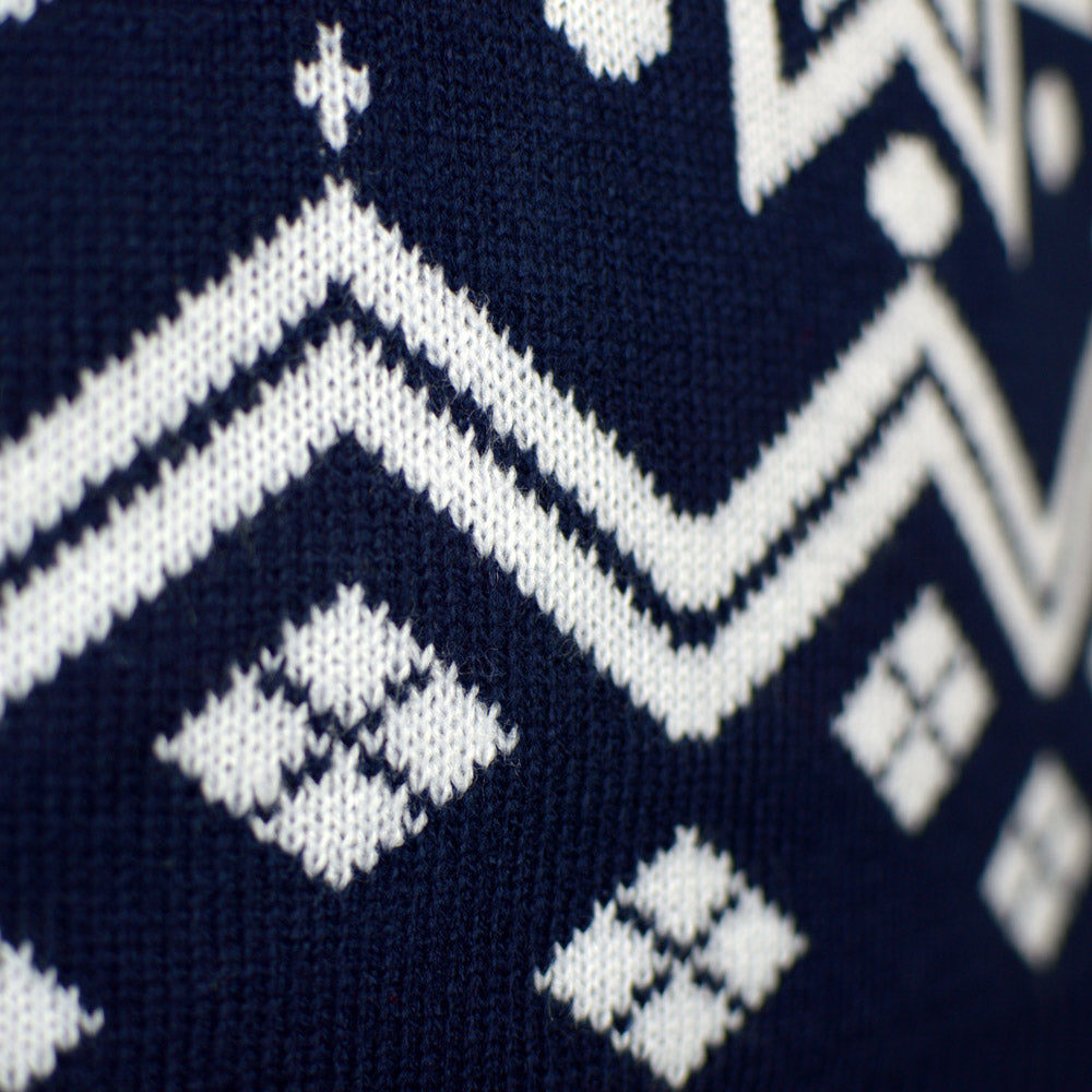Pull de Noël pour Famille avec Renne et Étoile Nordique Bleu 
