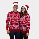 Pull de Noël pour Famille Rouge Classique Étoiles Polaires Couple