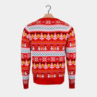 Pull de Noël Famille Rouge Coton Bio Bonhommes de Neige et Sapins 