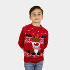 Pull de Noël pour Famille Rouge Renne Rudolph Echarpe enfant