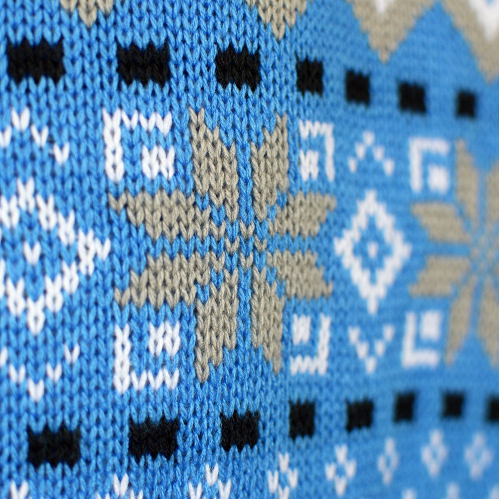 Pull de Noël pour Femme Blanc, Gris et Bleu avec Rennes Chic 
