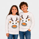 Pull de Noël pour Femme Blanc avec Renne 3D Enfants

