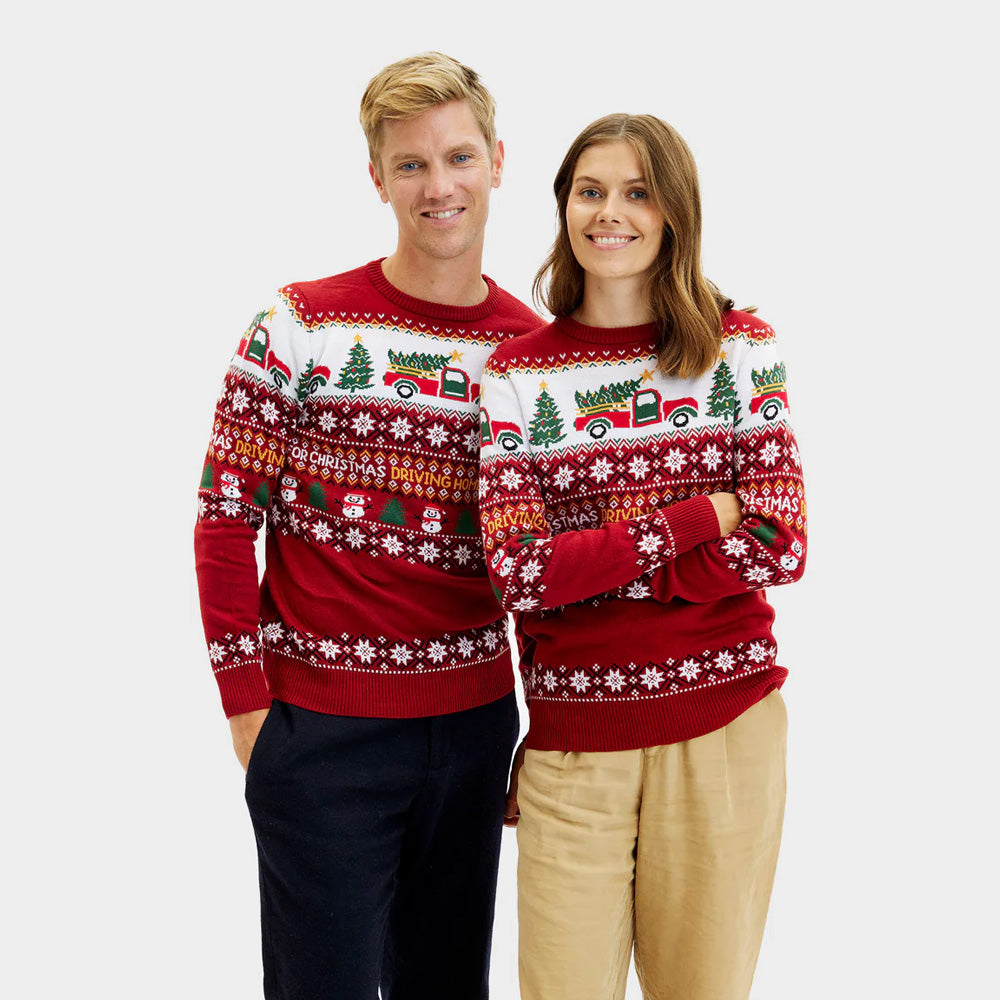 Pull de Noël pour Femme Driving Home Couple
