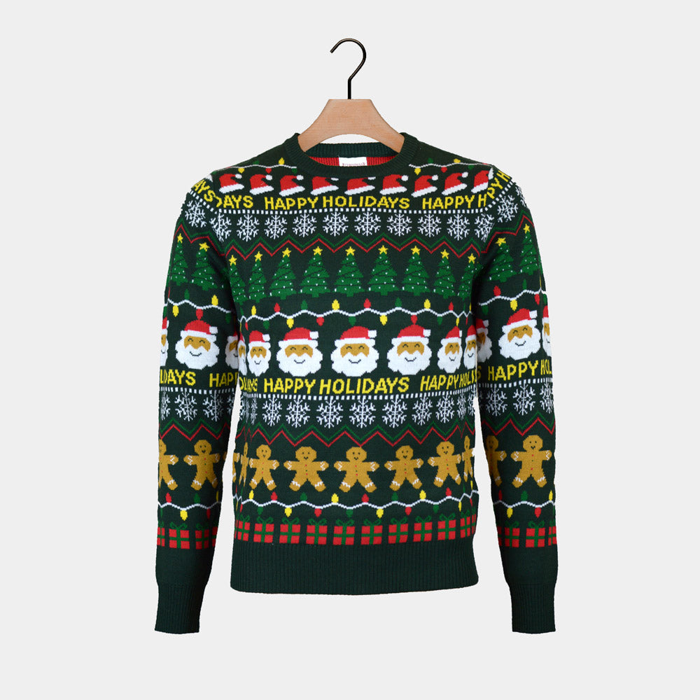 Pull de Noël pour Femme Happy Holidays Vert 
