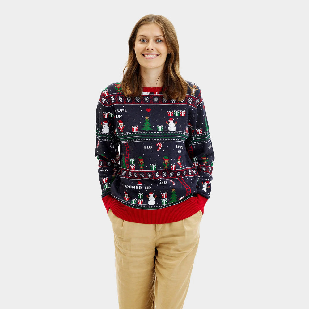 Pull de Noël pour Femme Jeux Vidéo Rétro
