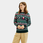 Pull de Noël pour Femme Joyeux en Coton Bio Vert 
