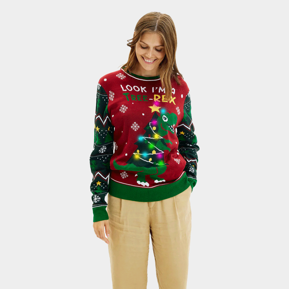 Pull de Noël pour Femme Lumineux LED Christmas Tree-Rex
