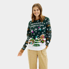 Pull de Noël pour Femme Lumineux LED Santa is Coming to Town

