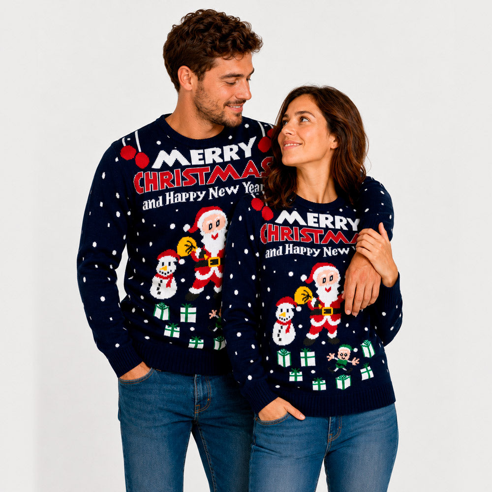 Pull de Noël pour Femme Merry Christmas and Happy New Year homme

