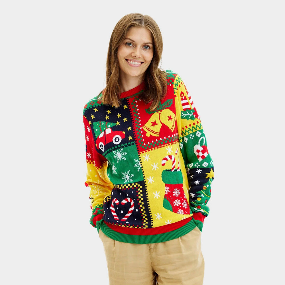 Pull de Noël pour Femme Patchwork en Coton Bio
