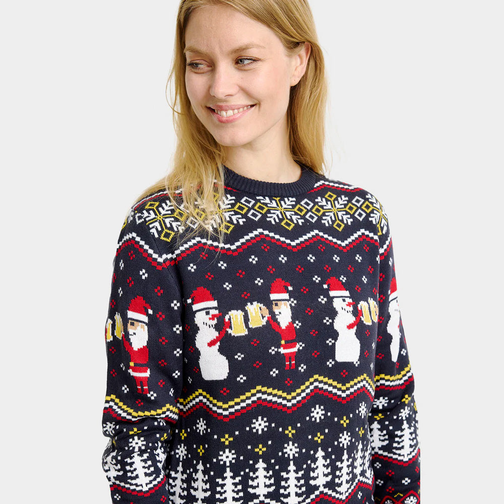 Pull de Noël pour Femme Toast Père Noël bonhomme 
