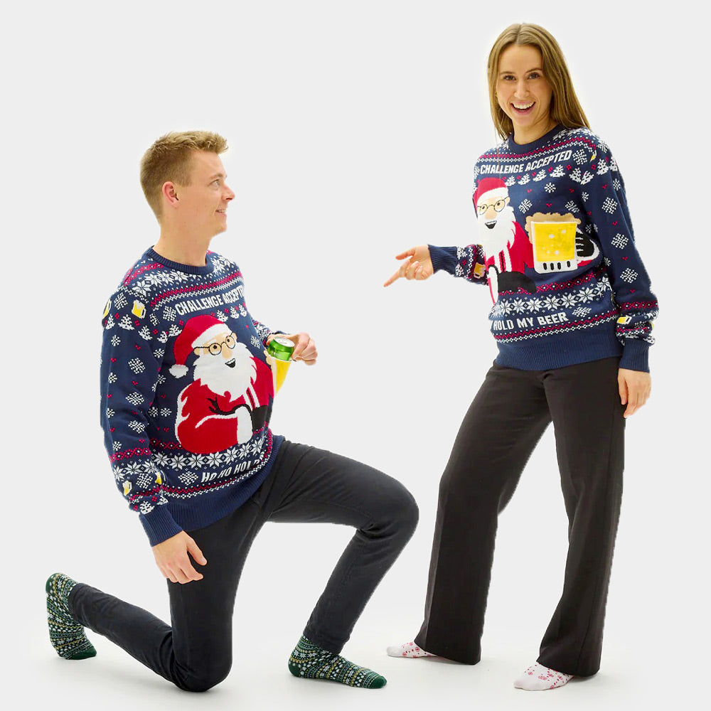 Pull de Noël pour Homme Beer Pocket Femme 3D
