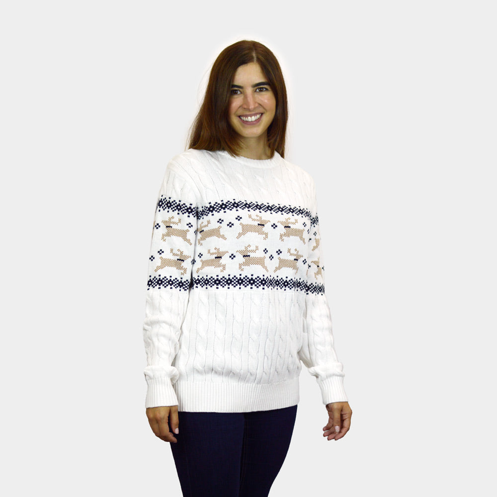 Pull de Noël Femme Homme Blanc Chic Alaska
