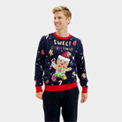 Cookie Pull de Noël pour Homme Lumineux LED Bleu Ginger 
