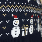 Pull de Noël pour Homme  Bonhommes de Neige et Sapins Bleu