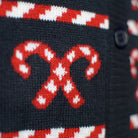 Pull de Noël Cardigan pour Homme Bleu avec Étoiles Polaires Canne
