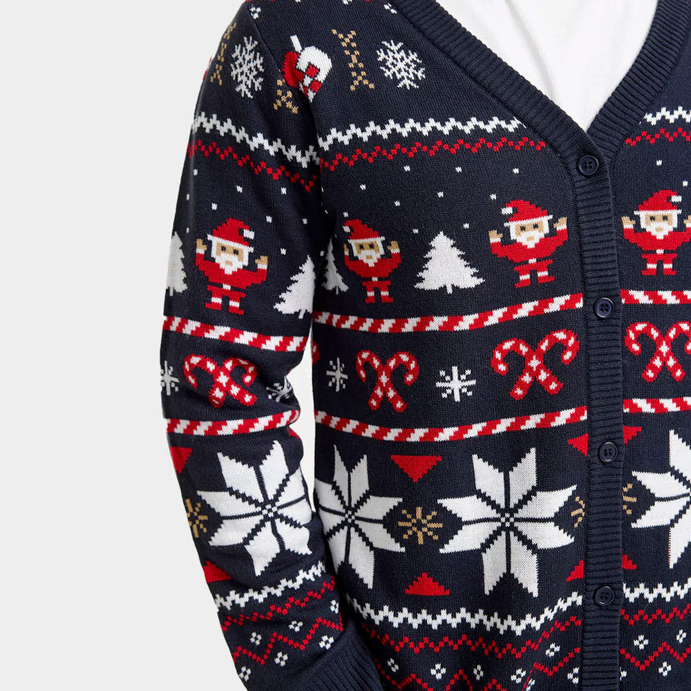 Pull de Noël Cardigan pour Homme Bleu Étoiles Polaires

