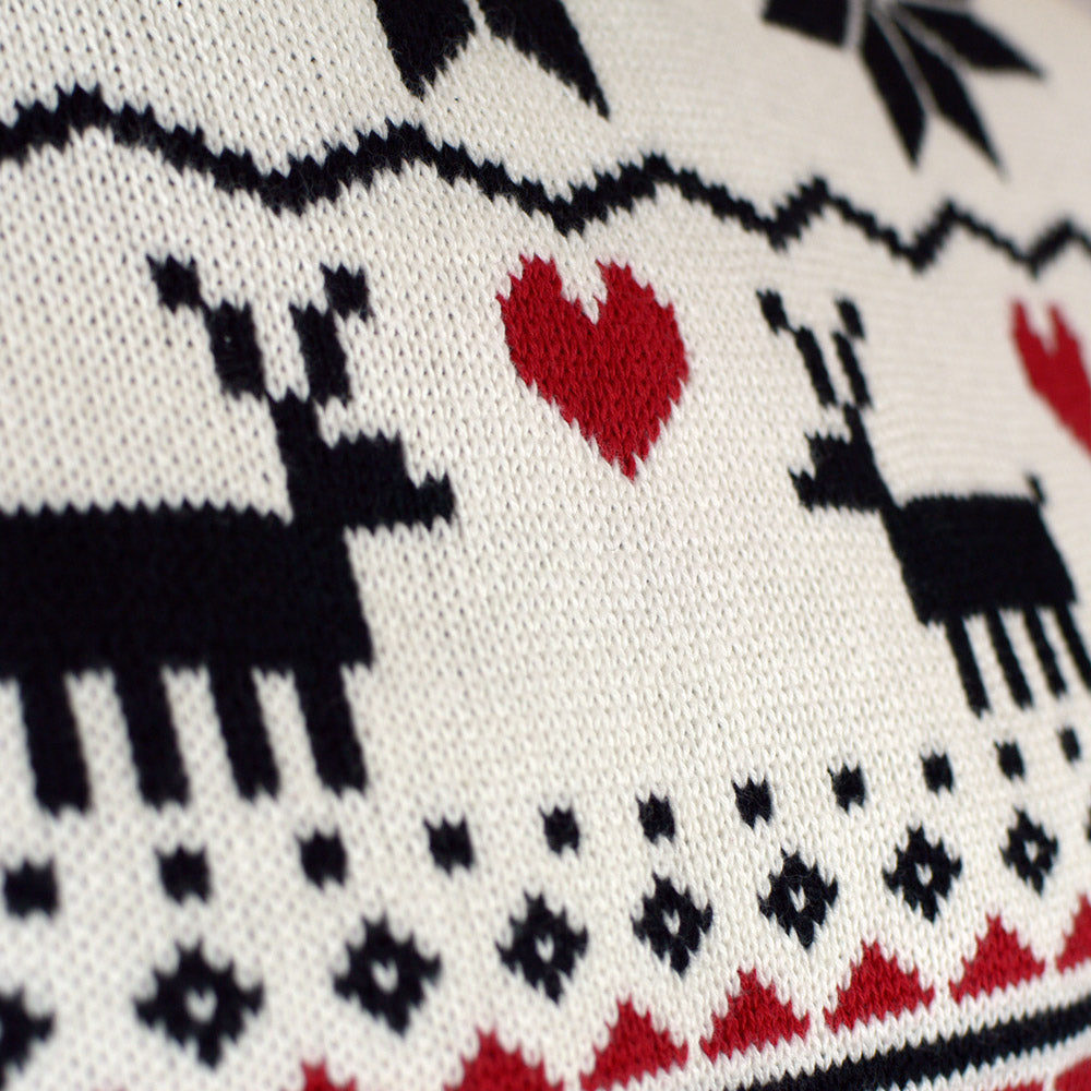 Pull de Noël pour Homme à Col Roulé Chic Beige Coton Bio Renne

