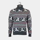 Pull de Noël pour Homme  Coton Bioà Col Roulé Gris Rennes
