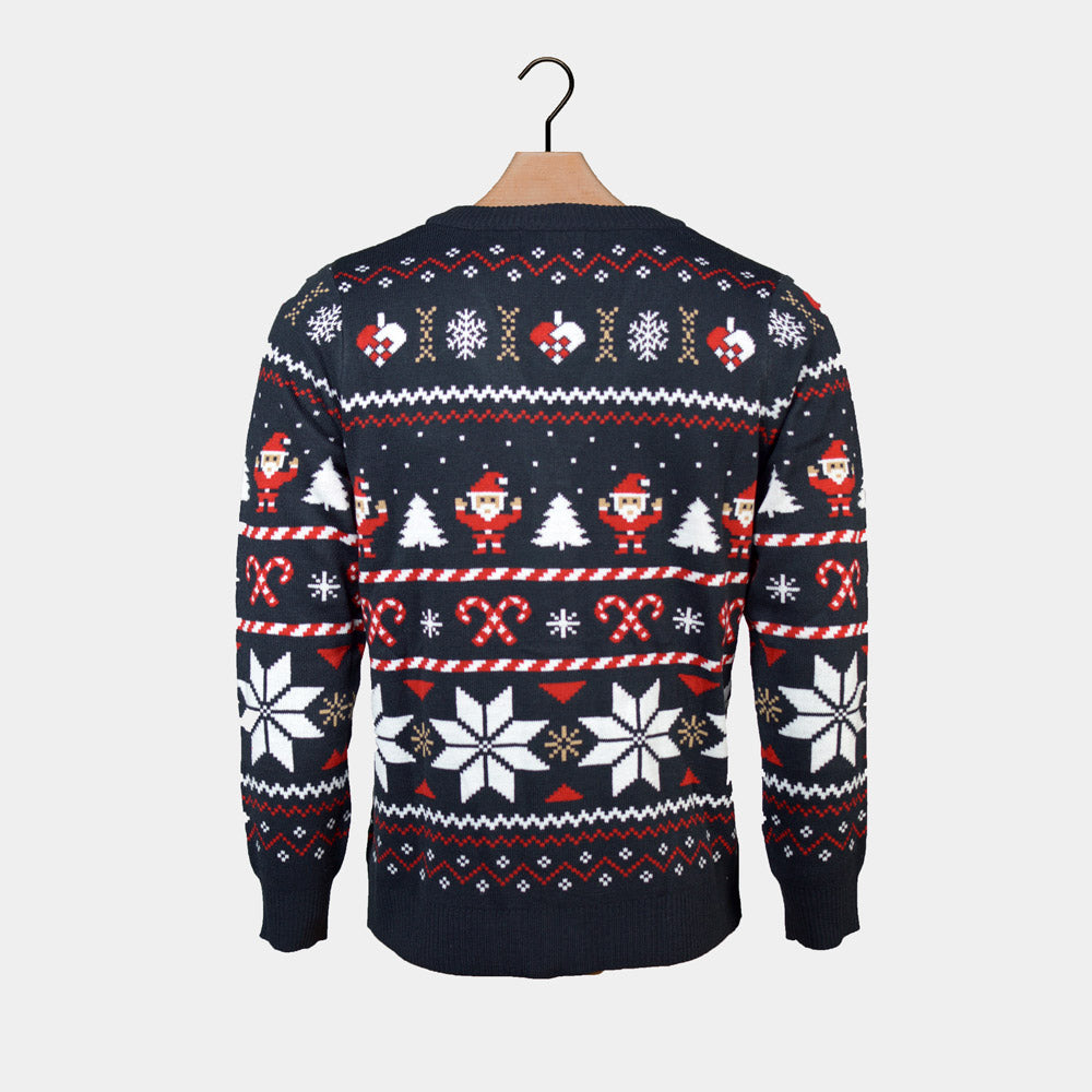 Pull de Noël pour Homme Bleu avec Étoiles Polaires Cardigan 
