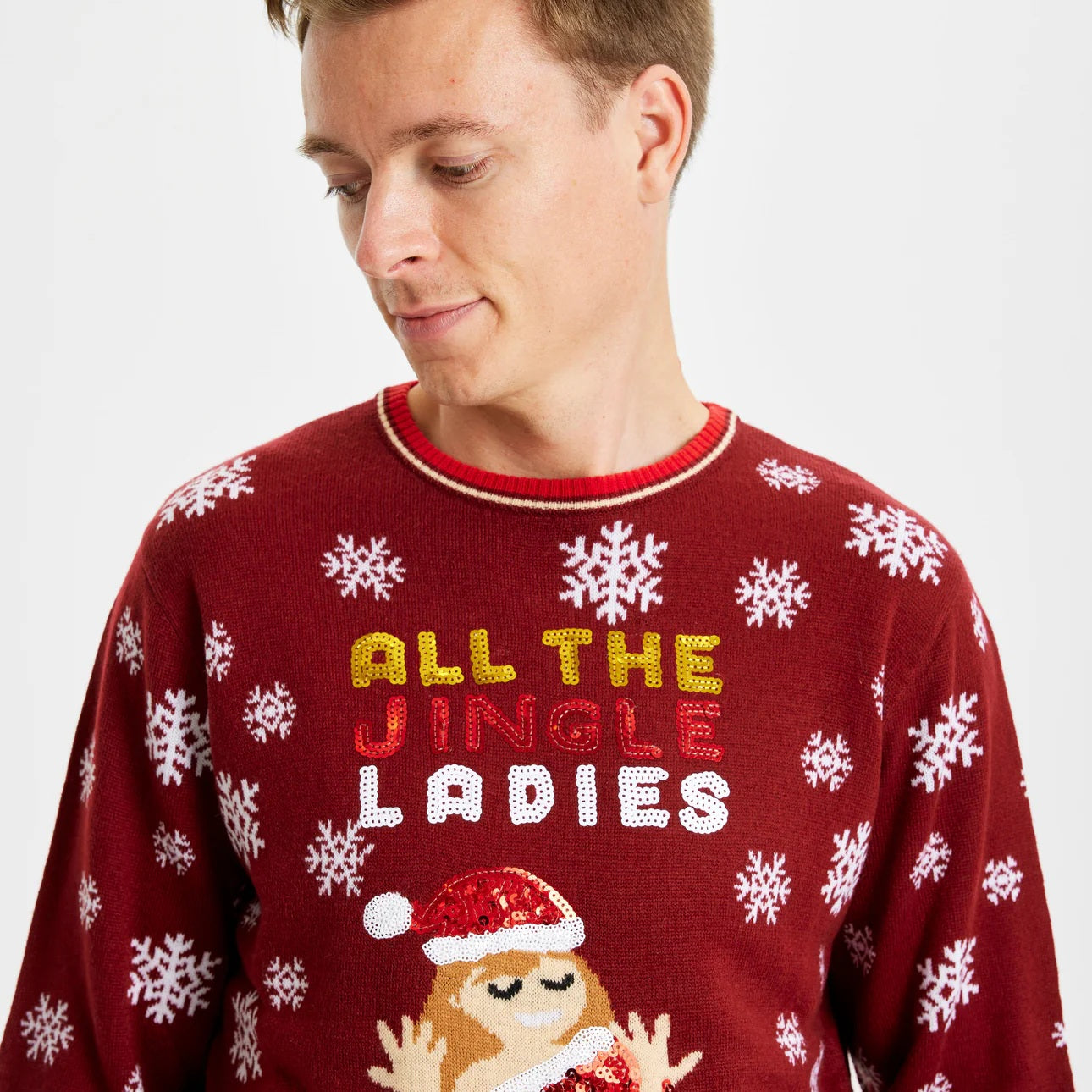 Pull de Noël pour Homme Jingle Pailletes Ladies 
