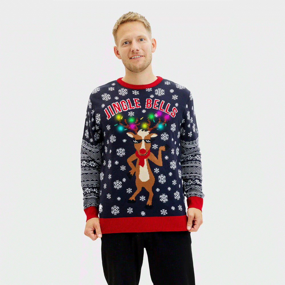 Pull de Noël Jingle Bells Homme Lumineux LED 

