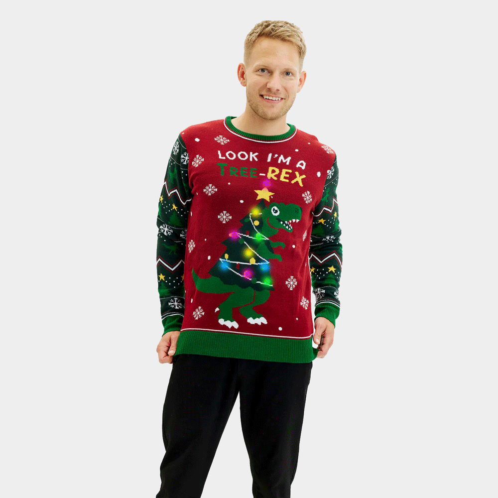 Pull de Noël LED Homme Lumineux Christmas Tree-Rex

