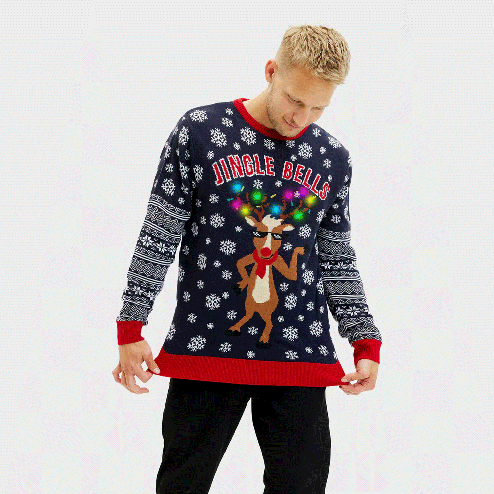 Pull de Noël LED Homme Lumineux Jingle Bells
