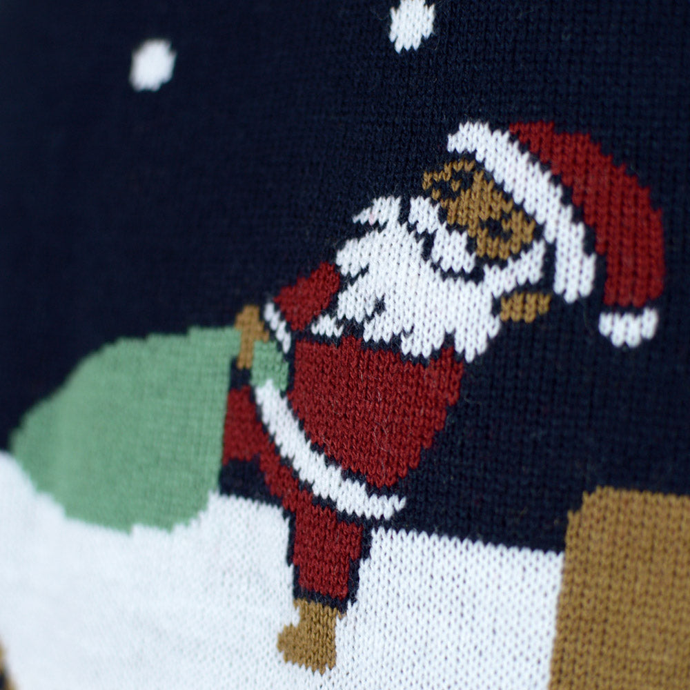 Pull de Noël pour Homme Lumineux LED Bleu Merry Christmas
