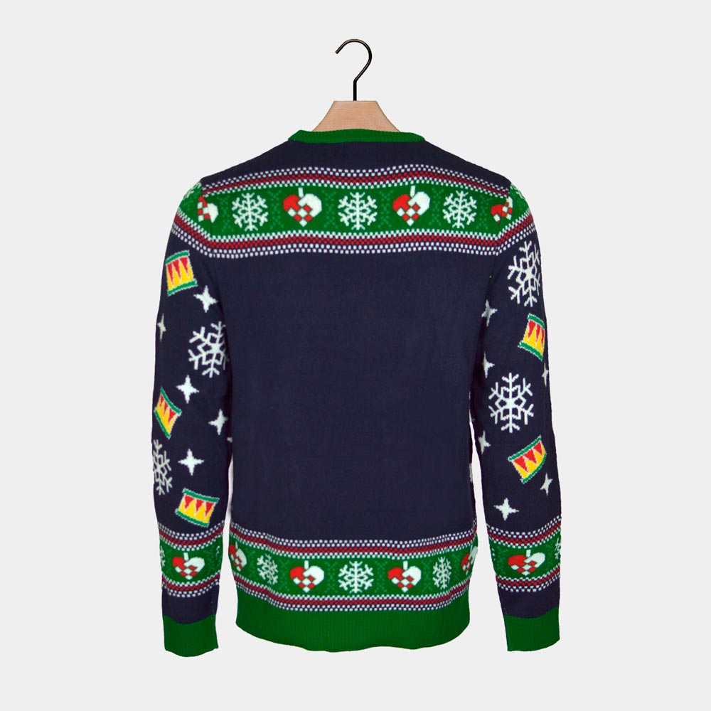 Pull de Noël pour Homme Lumineux LED Bleu