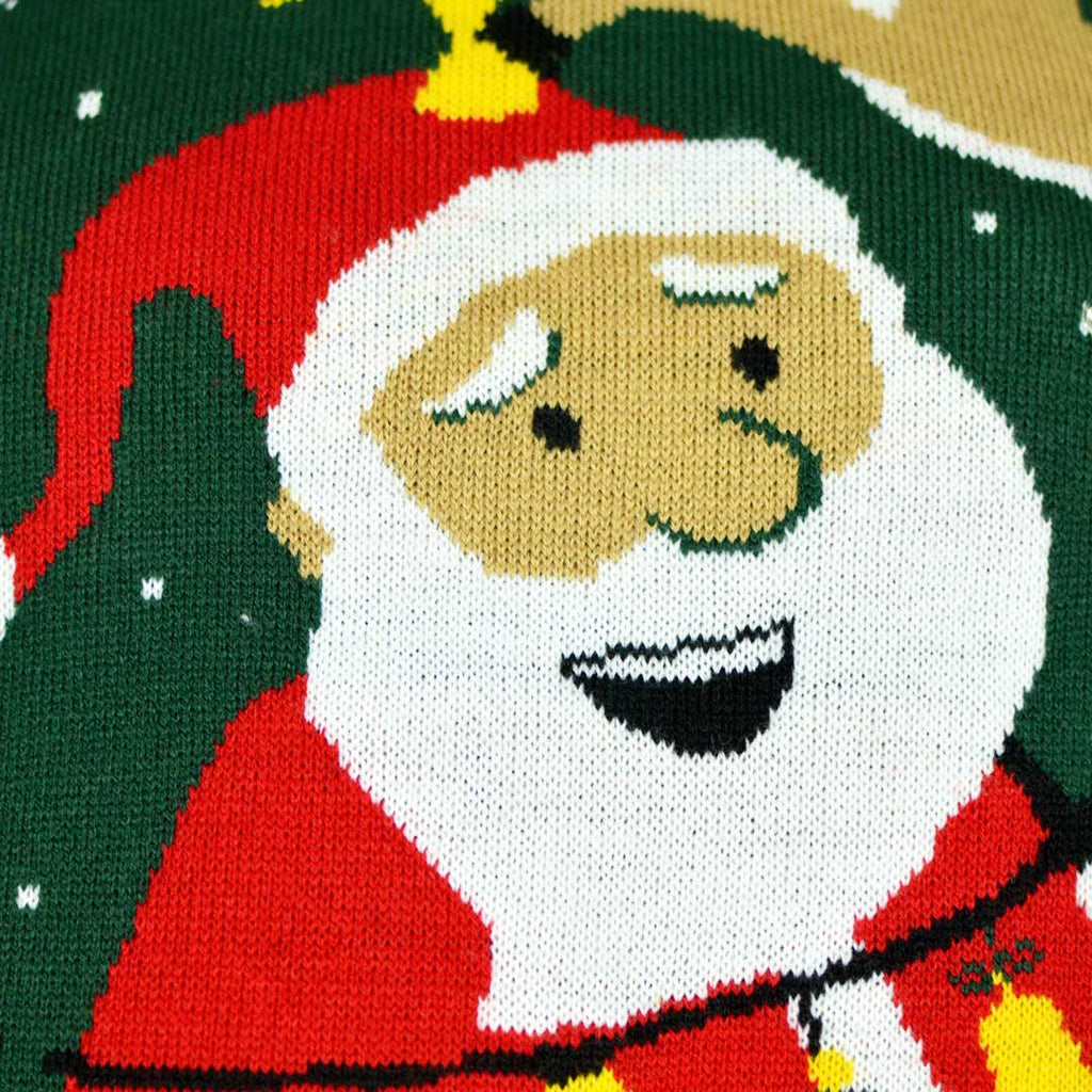 Pull de Noël pour Homme Lumineux LED Père Noël ligoté detail
