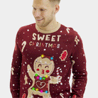 Pull de Noël pour Homme Lumineux Rouge Ginger Cookie LED 
