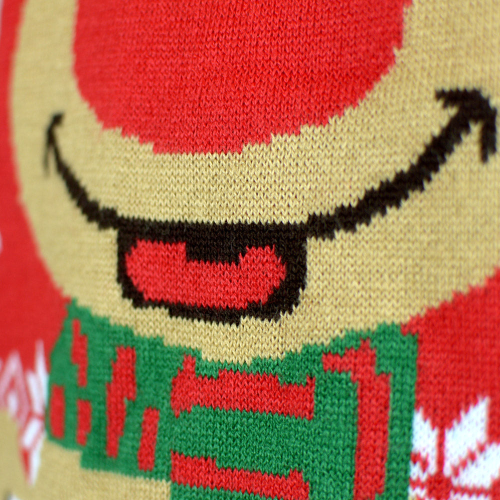 Pull de Noël pour Homme Renne Rouge Écharpe
