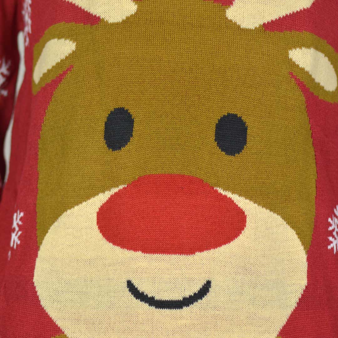 Pull de Noël pour Homme avec Rudolph le Renne Rouge detail