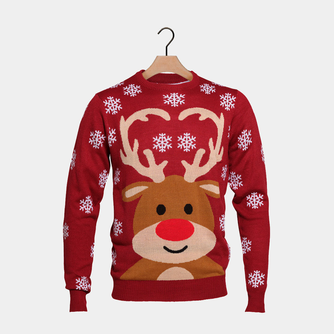 Pull de Noël pour Homme avec Rudolph le Renne Rouge