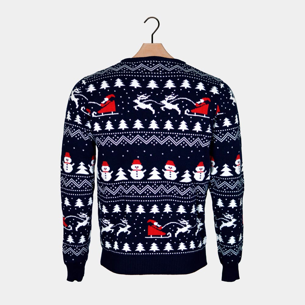 Pull de Noël Homme Sapins Père Noël Bonhommes de Neige

