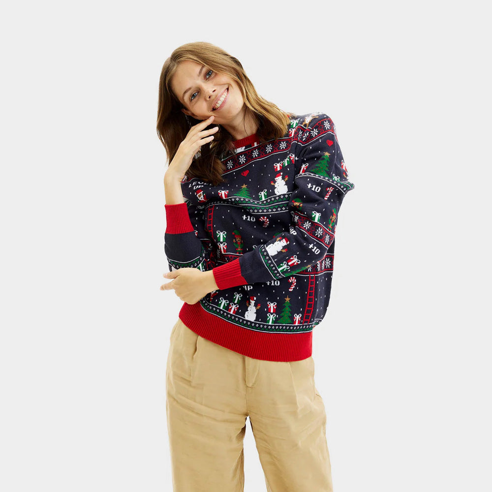 Pull de Noël Femme Jeux Vidéo Rétro
