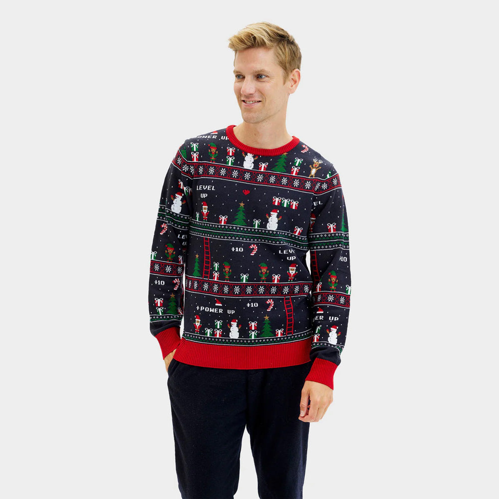 Pull de Noël Homme Jeux Vidéo Rétro
