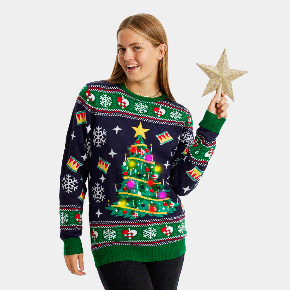Pull De Noël Femme Motif Sapin – Col V Tricoté Oversize Manches Longues Hiver - 5