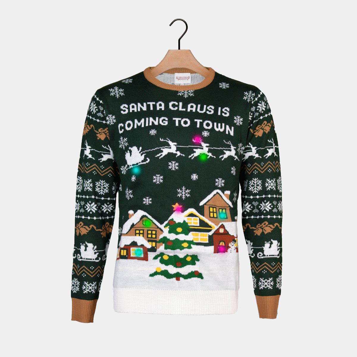 Pull de Noël Lumineux LED Santa is Coming to Town pour Femme 
