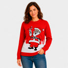 Pull de Noël Père Noël avec un Martini Femme
