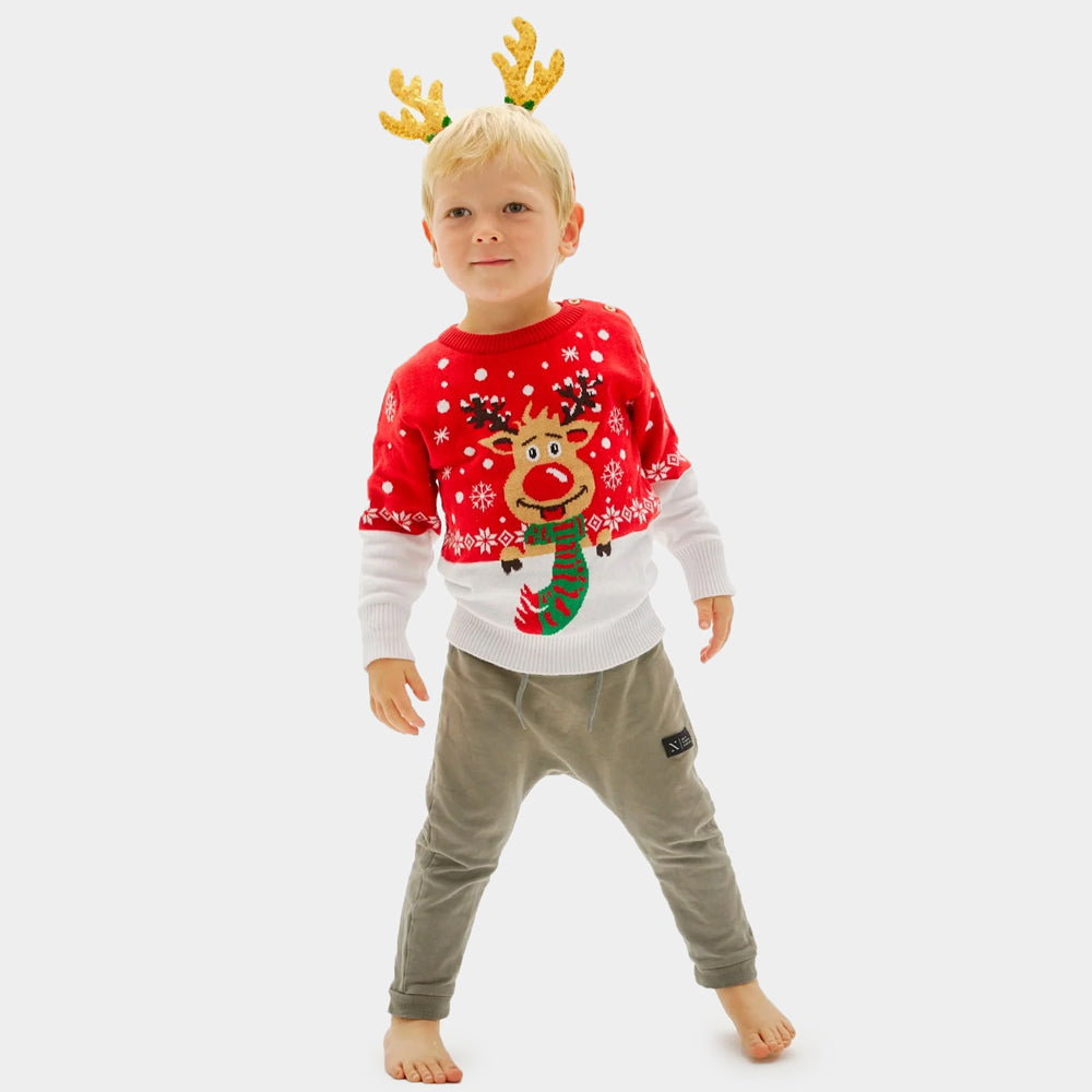 Pull de Noël pour Enfants Renne avec Écharpe