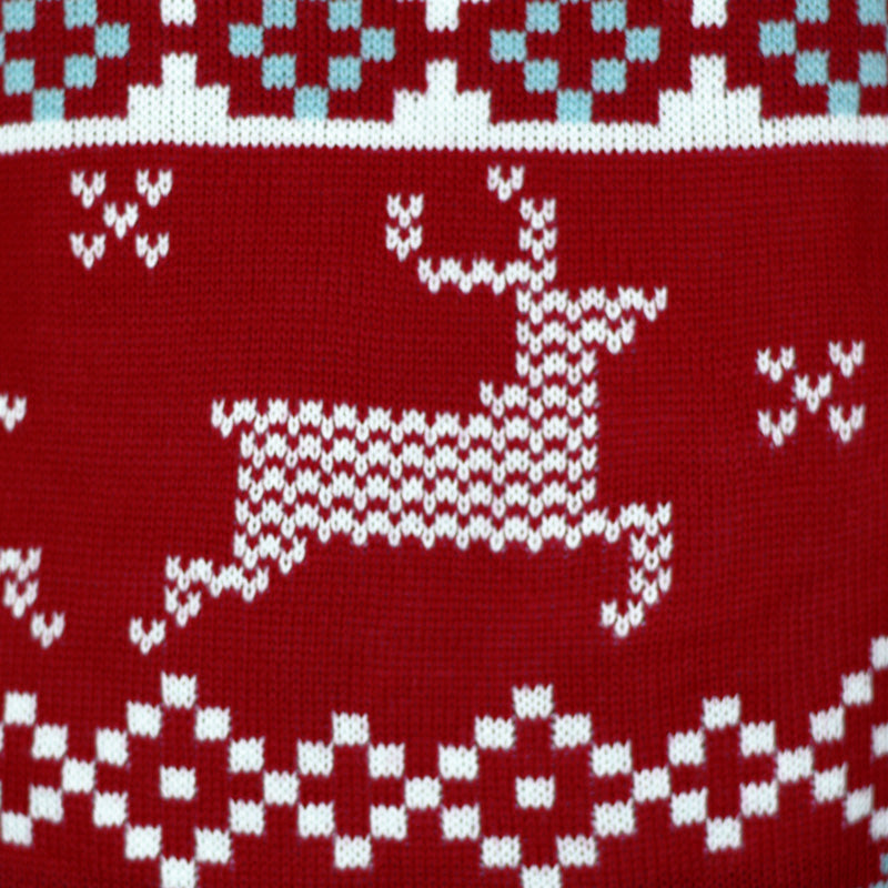 Pull de Noël Rouge Classique Étoiles Polaires renne