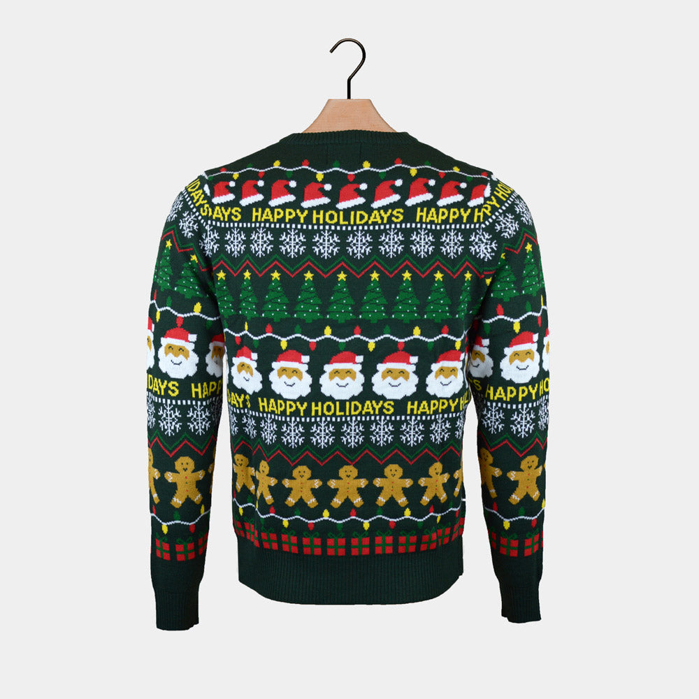 Pull de Noël Vert Femme Happy Holidays
